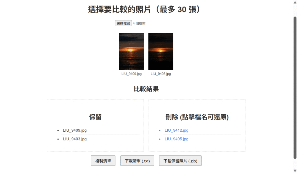 網頁端照片整理工具